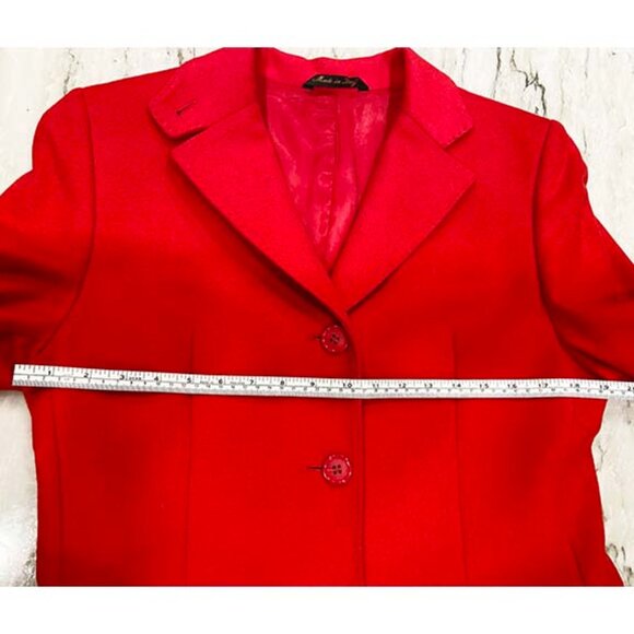 Louis Dell'Olio: 100% Italian Cashmere Long Red Coat. Size 8-10 - Picture 6 of 14